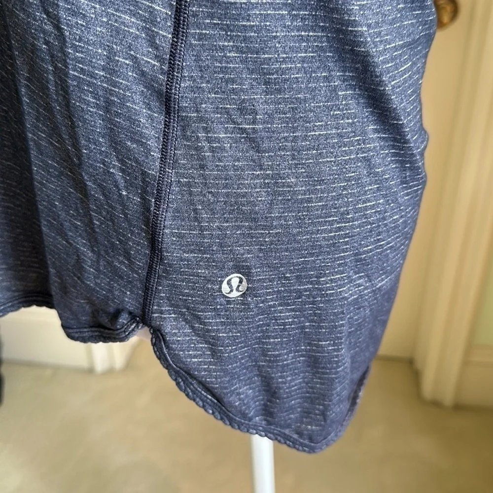 Lululemon Dark Blue Striped Racerback Scalloped Hem Tank Top